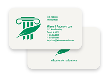 1 Color Standard Business Card - Flat Print, 2-Sided, Round Corners