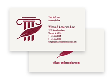 1 Color Standard Business Card - Raised Print, 2-Sided
