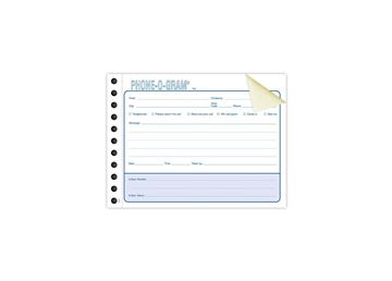 6-3/4 x 5-1/2 Spiral Bound Carbonless Phone-O-Gram® Book, Blank-No Imprint, 2-Part