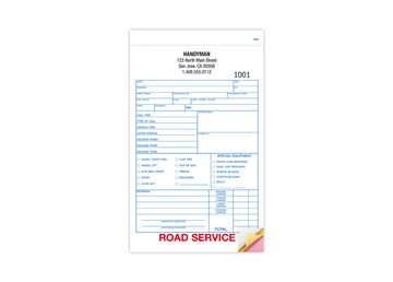 5-1/2" X 8-1/2" Carbonless Road Service Book, 3 Part