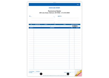 8-1/2" X 11" Carbonless Snap Set Purchase Order, 3 Part