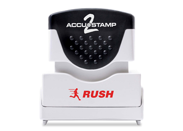 ACCU-STAMP2 Message Stamp with Shutter, 1-Color, RUSH, 1-5/8" x 1/2" Impression, Pre-Ink, Red Ink