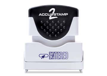 ACCU-STAMP2 Message Stamp with Shutter, 1-Color,ENTERED, 1-5/8" x 1/2" Impression, Pre-Ink, Blue Ink