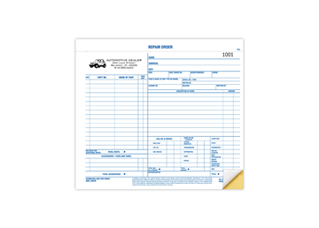 8-1/2" X 7" Carbonless Snap Set Garage Repair Order, 2 Part
