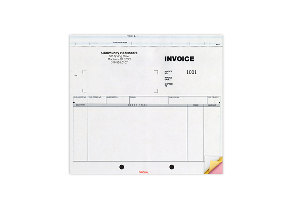 8-1/2" X 7" Carbonless Snap Set Invoice, 3 Part