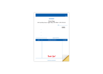 5-1/2" X 7" Carbonless Snap Set Statement, 2 Part