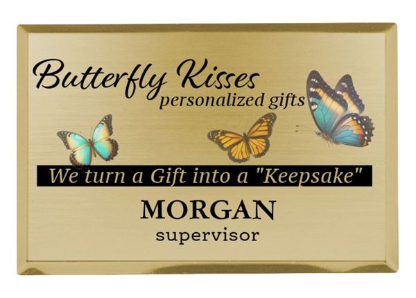 Full Color Metallic Name Badge || Custom Badges || Gold, 3 1/2" x 2"