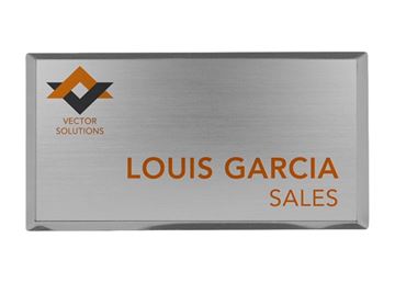 Full Color Metallic Name Badge || Custom Badges || SIlver, 3" x 1 1/2"