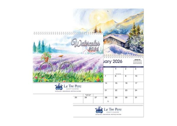 Watercolor Wall Calendar || Custom Calendars and Planners || Spiral, Foil