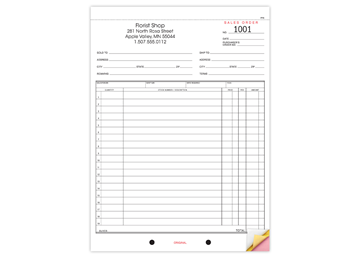 8-1/2" X 11" Carbonless Snap Set Sales Order, 3 Part