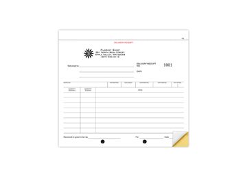 8-1/2" X 7" Carbonless Snap Set Delivery Receipt, 2 Part