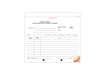8-1/2" X 7" Carbonless Snap Set Delivery Receipt, 3 Part