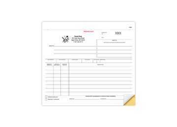 8-1/2" X 7" Carbonless Snap Set Packing List, 2 Part