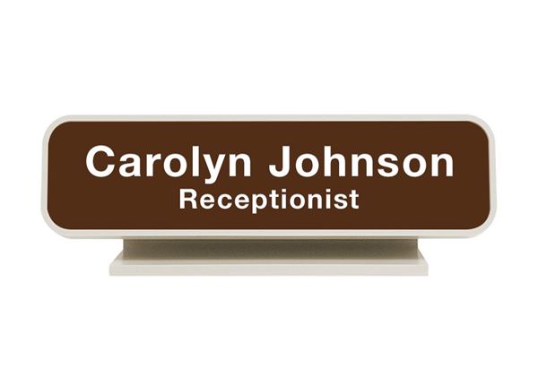 Engraved Designer Desk Sign with Holder || Custom Indoor Signs || Horizontal, 8 3/16" x 2 3/16"