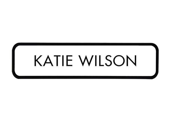 Engraved Designer Wall Sign with Holder || Custom Indoor Signs || Horizontal, 8 3/16" x 2 3/16"