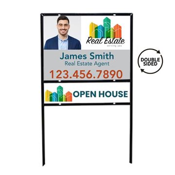 Full Color Metal Composite Yard Sign || Custom Outdoor Signs || Angle-Iron Frame with Rider Space, 24" x 18", 2 sided