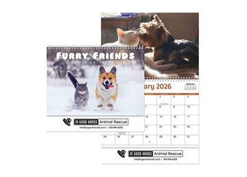 Furry Friends Wall Calendar || Custom Calendars and Planners || Spiral, Screen Printed