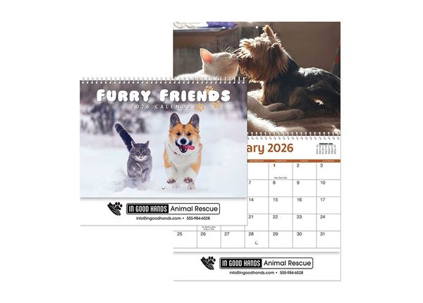 Furry Friends Wall Calendar || Custom Calendars and Planners || Spiral, Screen Printed